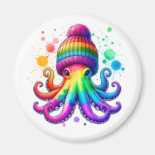 Octopus Wearing A Beenie Magnet