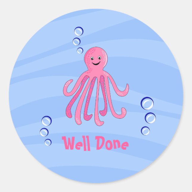 Octopus Well Done Classic Round Sticker (Front)