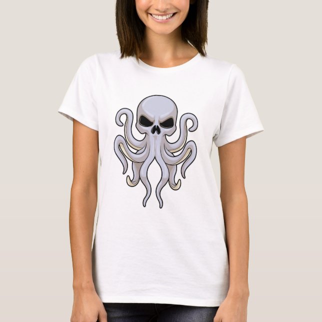 Octopus with 8 Arms & Skull T-Shirt (Front)