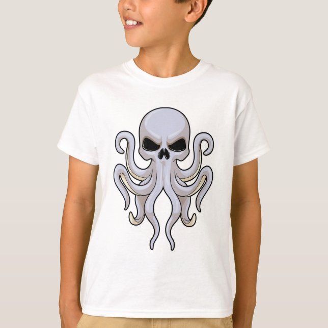 Octopus with 8 Arms & Skull T-Shirt (Front)