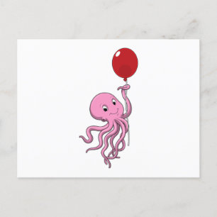 Octopus with Balloon Postcard