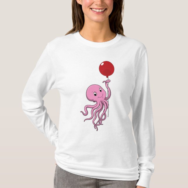 Octopus with Balloon T-Shirt (Front)