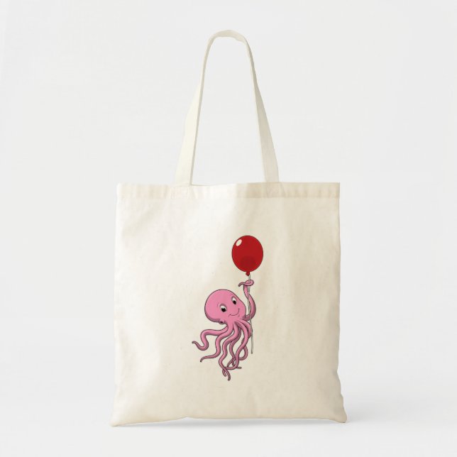 Octopus with Balloon Tote Bag (Front)
