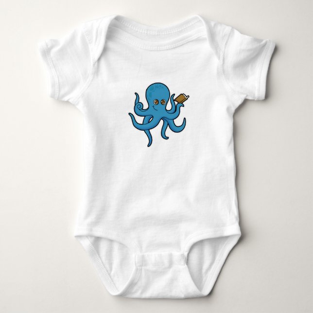 Octopus with Book Baby Bodysuit (Front)