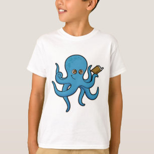 Octopus with Book T-Shirt