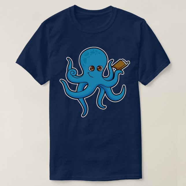 Octopus with Book T-Shirt (Design Front)