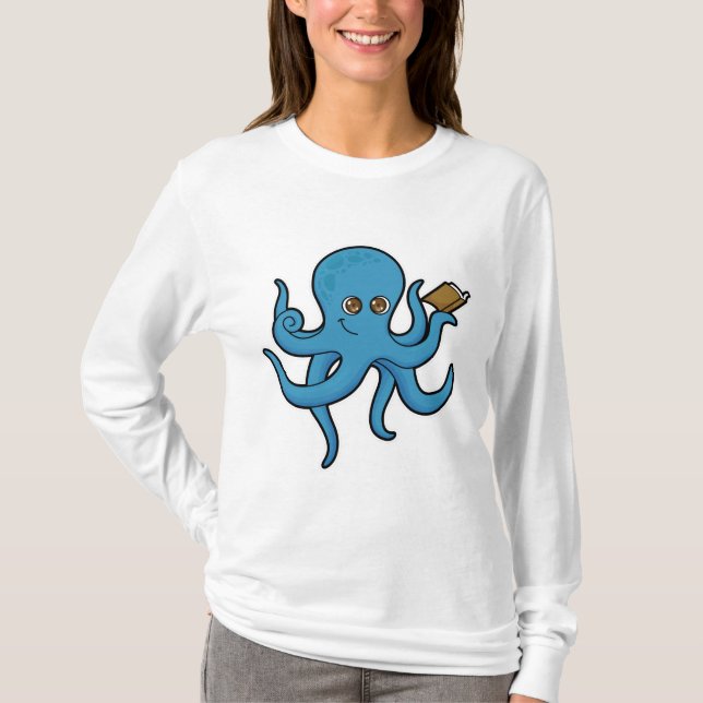 Octopus with Book T-Shirt (Front)