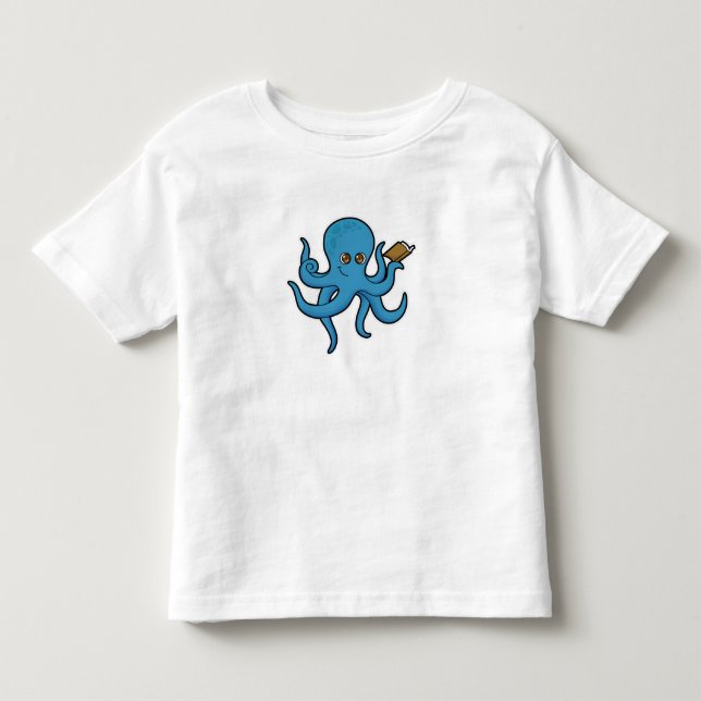 Octopus with Book Toddler T-Shirt (Front)