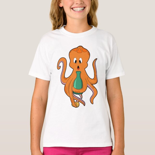 Octopus with Bottle.PNG T-Shirt (Front)