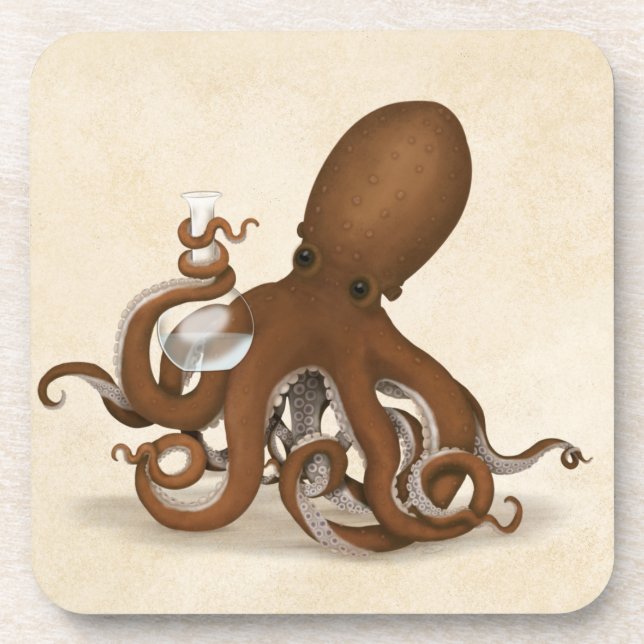Octopus With Chemistry Flask Steampunk Nautical Coaster (Front)