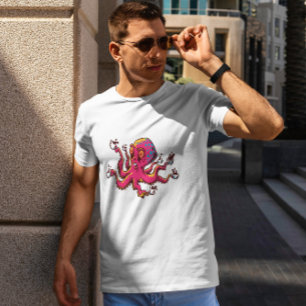 Octopus With Coffee Cups T-Shirt