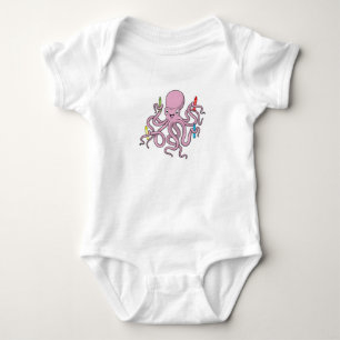 Octopus with Crayon Baby Bodysuit
