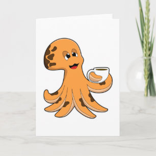 Octopus with Cup of Coffee Card