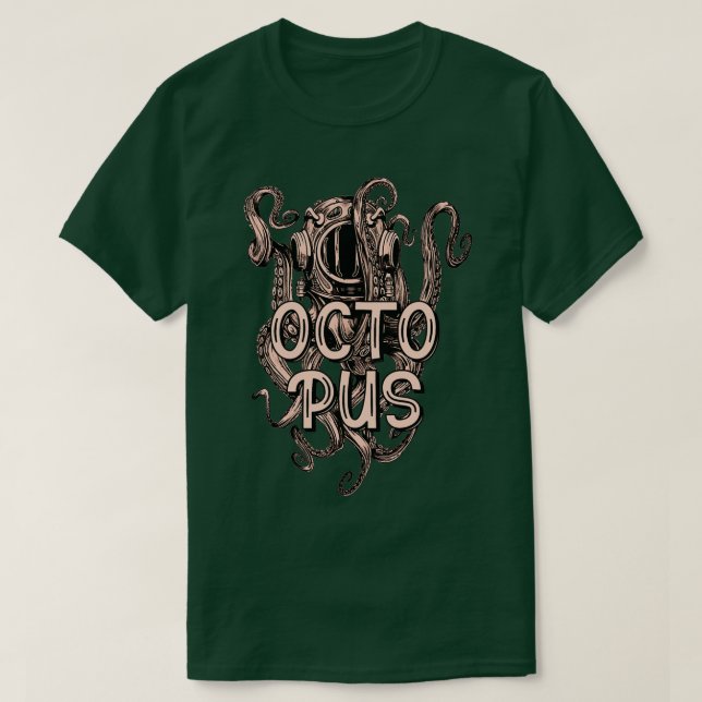 Octopus With Diving Helmet 1 T-Shirt (Design Front)