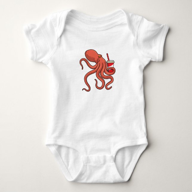 Octopus with Drink Baby Bodysuit (Front)