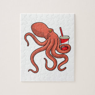 Octopus with Drink Jigsaw Puzzle