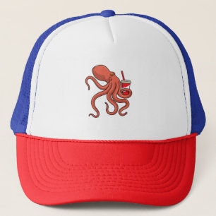 Octopus with Drink Trucker Hat