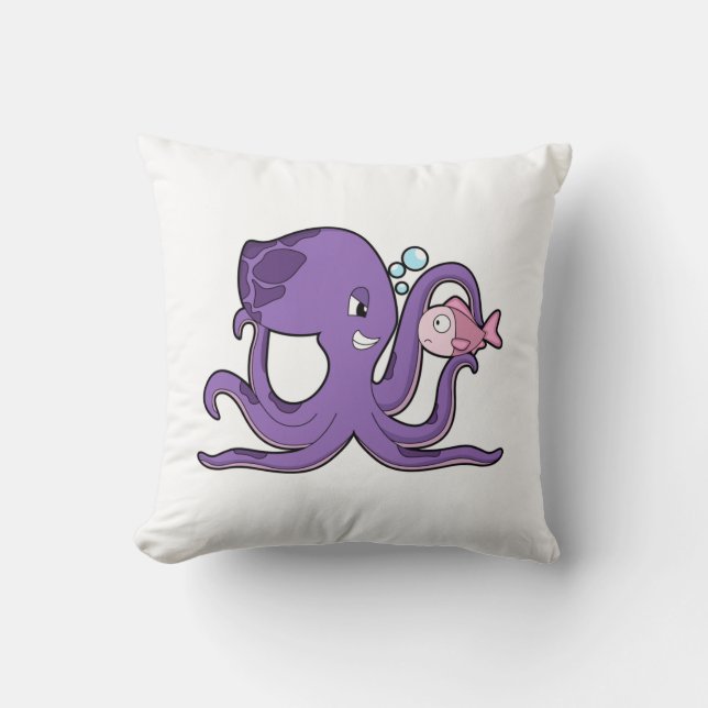 Octopus with Fish.PNG Cushion (Front)