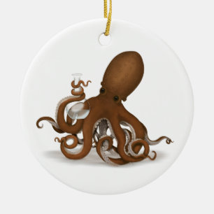 Octopus With Flask Chemistry Laboratory Steampunk Ceramic Tree Decoration