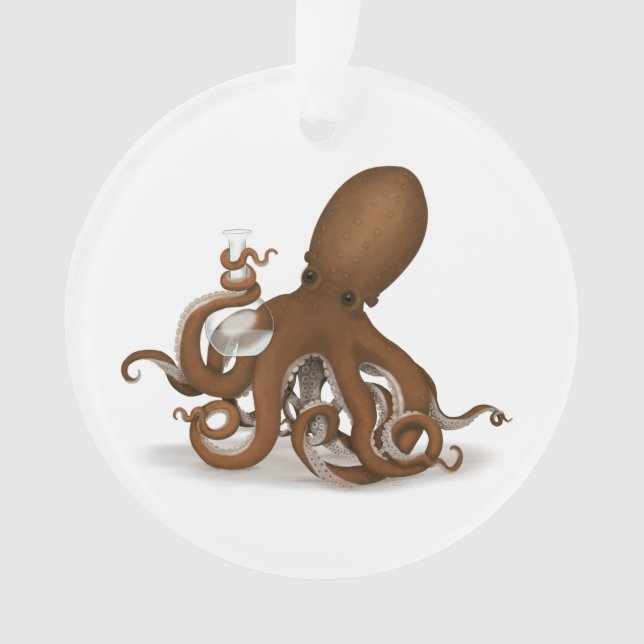 Octopus With Flask Mollusk Cephalopod Steampunk Ornament (Front)