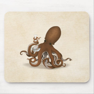 Octopus With Flask Steampunk Chemistry Science Mouse Mat