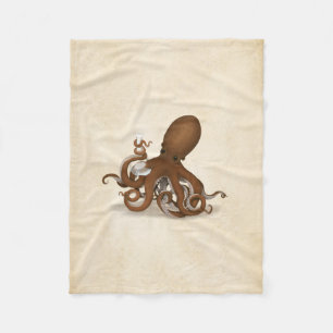 Octopus with Glass Flask Steampunk Chemistry Fleece Blanket