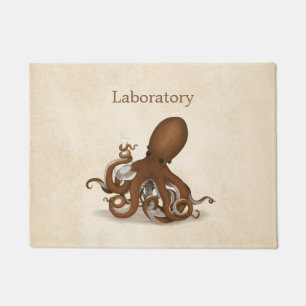 Octopus With Glass Flask Steampunk Laboratory Door Doormat