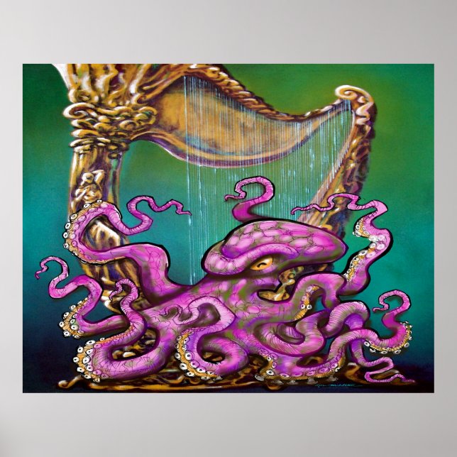 Octopus with Harp Poster (Front)