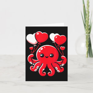 Octopus With Heart Balloons Adorable Valentines Da Card