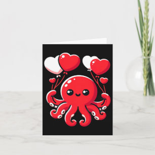 Octopus With Heart Bylloons Adorable Valentines Da Card