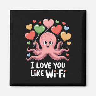 Octopus With Heart Bylloons I Love You Like Wi-fi  Magnet