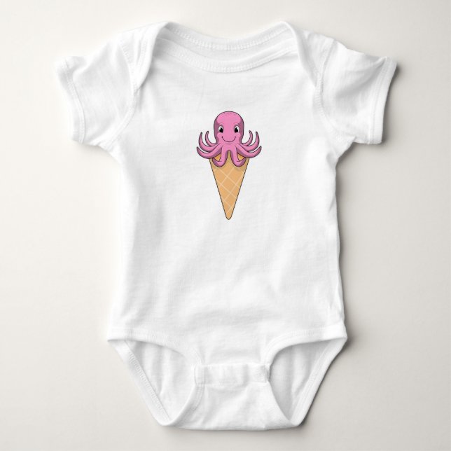 Octopus with Ice cream cone Baby Bodysuit (Front)