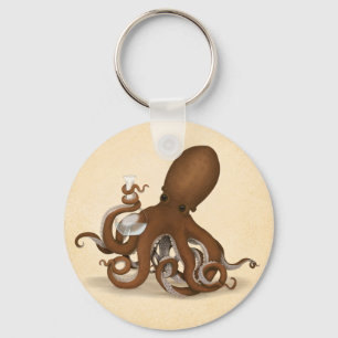 Octopus with Lab Flask Steampunk Chemistry Science Key Ring