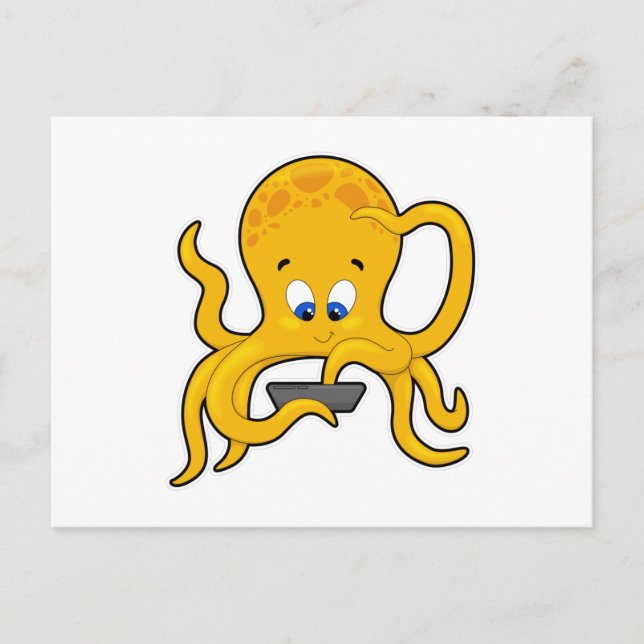 Octopus with Laptop Postcard (Front)