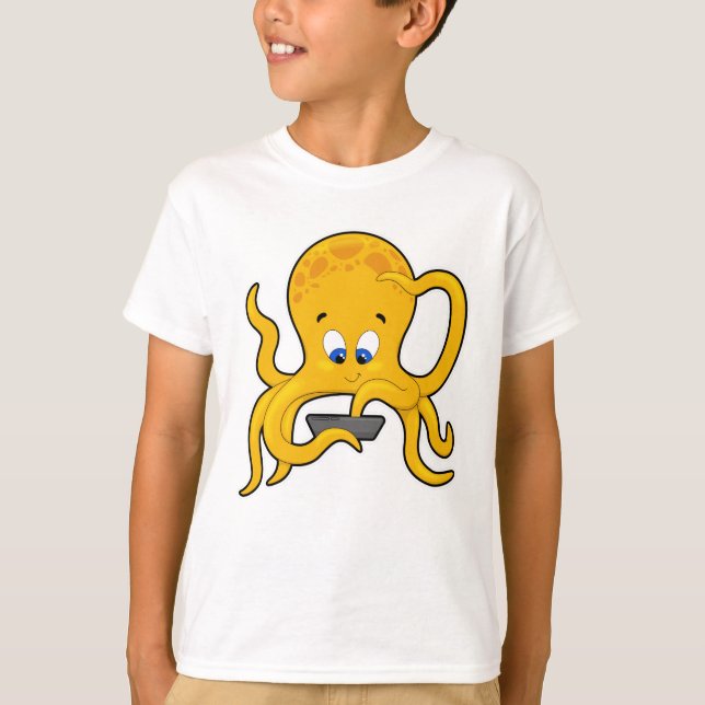 Octopus with Laptop T-Shirt (Front)