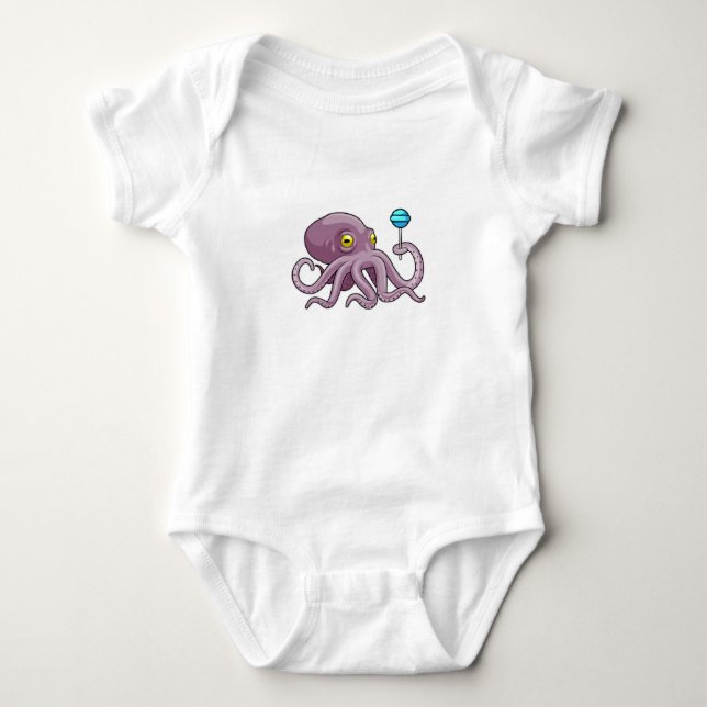 Octopus with Lollipop Baby Bodysuit (Front)