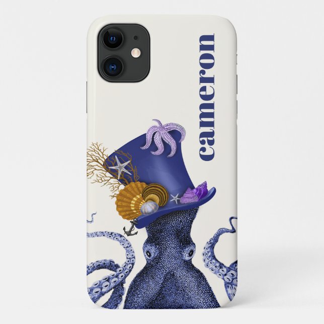 Octopus with Nautical Hat Case-Mate iPhone Case (Back)