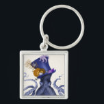 Octopus with Nautical Hat Key Ring<br><div class="desc">Octopus Nautical Hat by Fab Funky. Features a fancy octopus with a fun,  nautical-themed tophat adorned with sealife.|191004D</div>