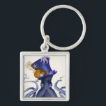 Octopus with Nautical Hat Key Ring<br><div class="desc">Octopus Nautical Hat by Fab Funky. Features a fancy octopus with a fun,  nautical-themed tophat adorned with sealife.|191004D</div>