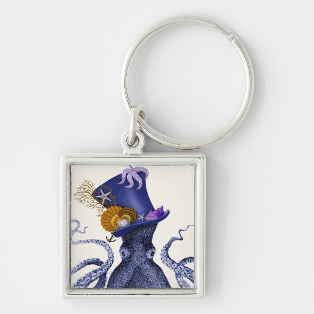 Octopus with Nautical Hat Key Ring (Front)