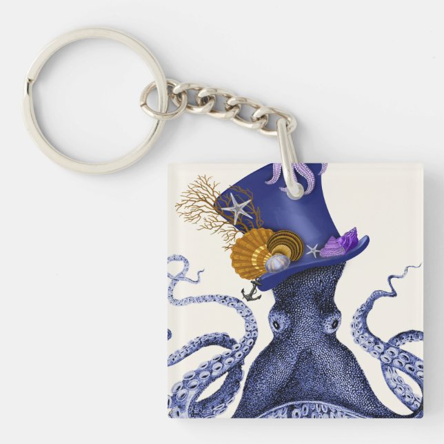 Octopus with Nautical Hat Key Ring (Front)