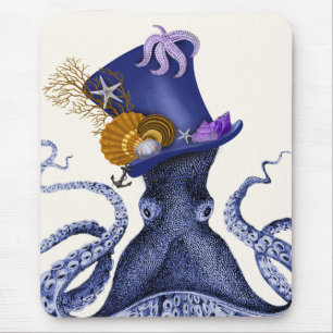 Octopus with Nautical Hat Mouse Mat