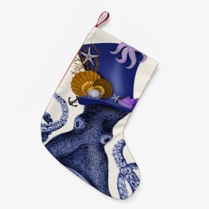 Octopus with Nautical Hat Small Christmas Stocking