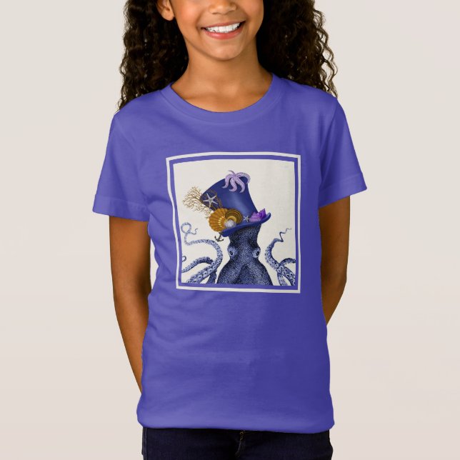 Octopus with Nautical Hat T-Shirt (Front)