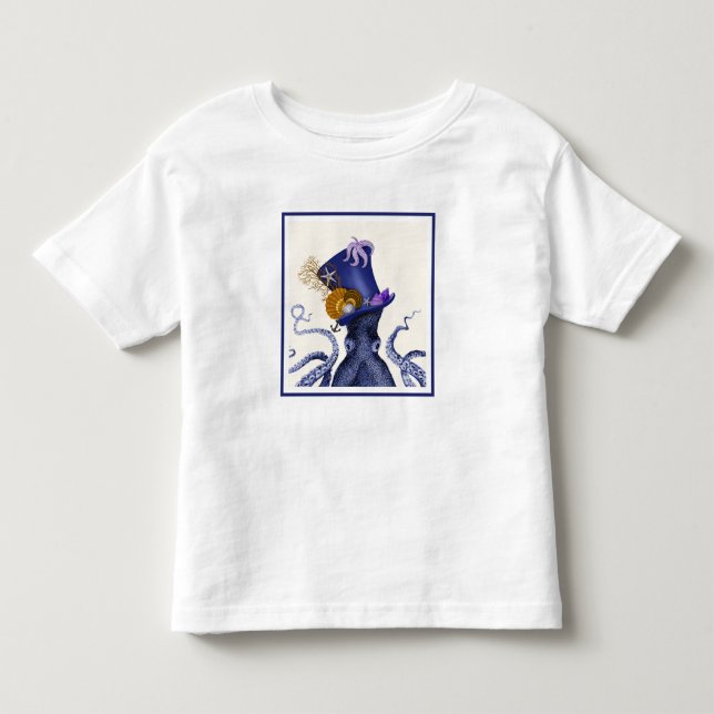Octopus with Nautical Hat Toddler T-Shirt (Front)