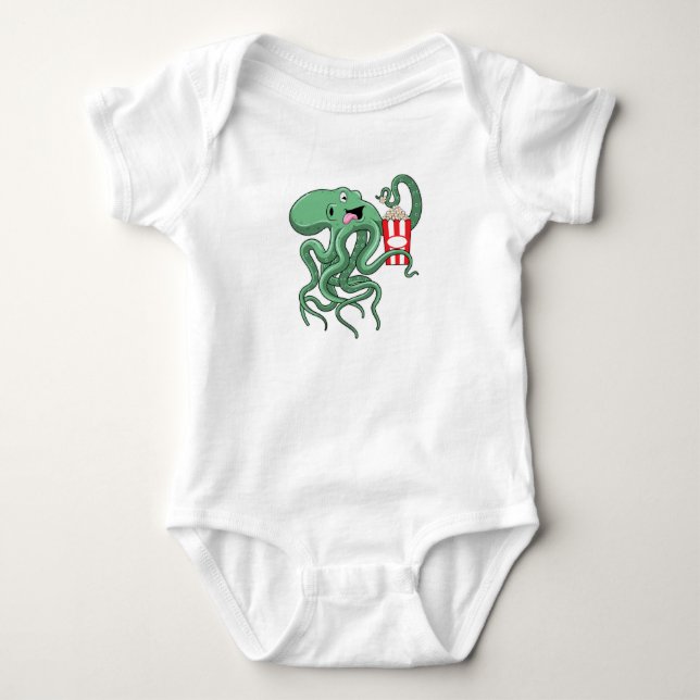 Octopus with Popcorn Baby Bodysuit (Front)