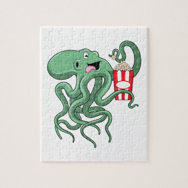 Octopus with Popcorn Jigsaw Puzzle (Vertical)