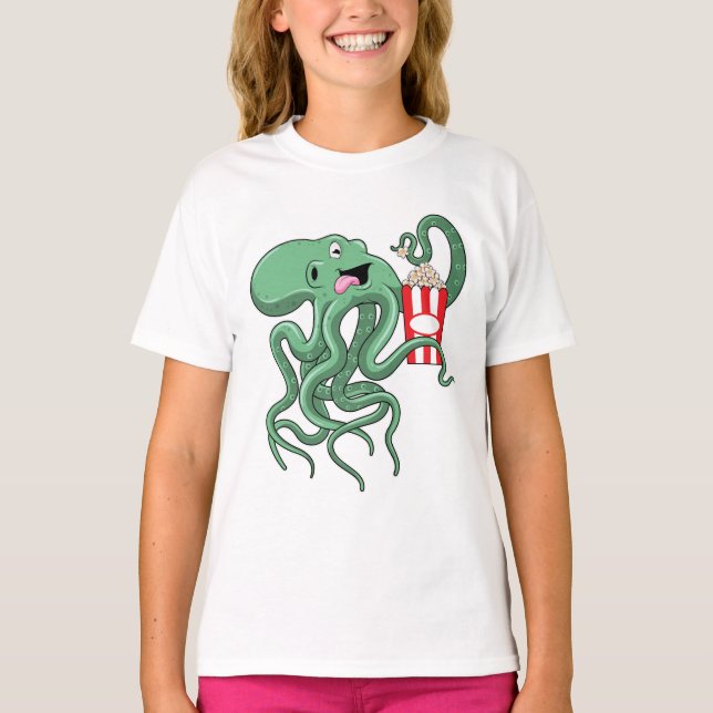 Octopus with Popcorn T-Shirt (Front)