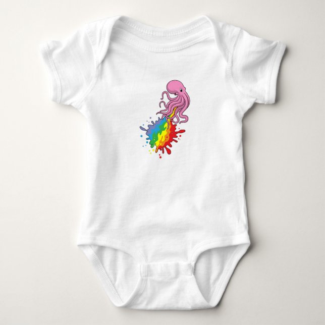 Octopus with Rainbow Baby Bodysuit (Front)