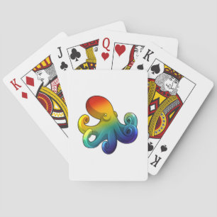Octopus with Rainbow Playing Cards